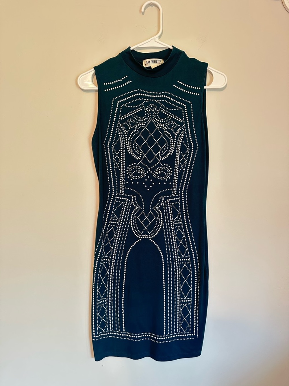 Say What? Black Sleeveless Stud Embellished Mini Dress